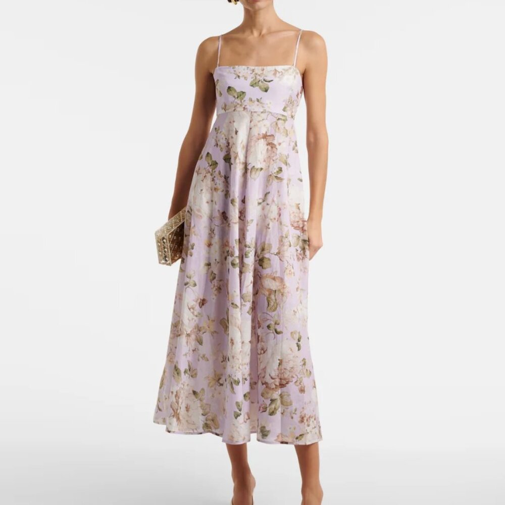 Zimmermann Acacia floral linen midi dress